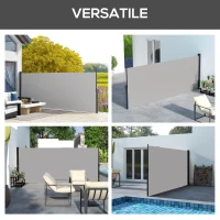 Outsunny Tenda Laterale Retrattile 400x180 cm con Maniglia, in Metallo, Alluminio e Poliestere, Grigio Chiaro(m-7)