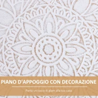 HOMCOM Tavolino da Salotto Rotondo con Bordo Rialzato in Legno, Φ40x40.5cm - Bianco e Oro(m-6)