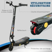 HOMCOM Trottinette électrique 120 W pliable pour enfant 7-14 ans 12 Km/h max. autonomie 10 Km max. noir(m-7)