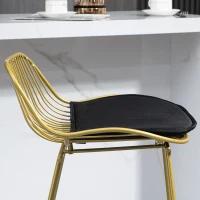 HOMCOM Juego de 2 Taburetes Altos de Cocina Taburetes de Bar con Cojín de Terciopelo Respaldo y Reposapiés 46,5x48x93 cm Dorado(m-9)