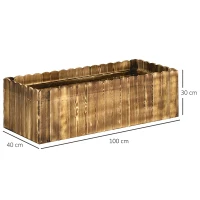 Outsunny 109L Raised Garden Bed, Wooden Rectangle Planter Box, Outdoor Herb Vegetable Flower Pot (100L x 40W x 30H cm)(m-3)