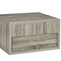 HOMCOM Lot de 2 tables de chevet murales table de nuit tiroir coulissant niche plateau en bois dim. 37L x 32l x 21H cm Gris(m-9)