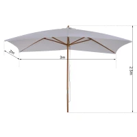 Outsunny Parasol droit rectangulaire Parasol de jardin grande taille grande taille dim. 3L x 2l x 2,5H m blanc(m-3)