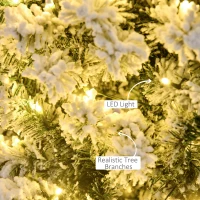 HOMCOM 4FT Prelit Artificial Snow Flocked Christmas Tree with Warm White LED Light, Holiday Home Xmas Decoration, Green White(m-7)