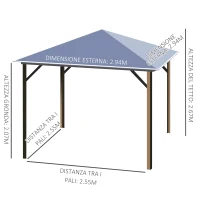 Outsunny Gazebo da Giardino 3x3m con Tetto in Policarbonato e Zanzariere, Caffè e Khaki(m-3)