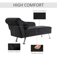 HOMCOM Deluxe Chaise Longue Sofa Bench Armchair Day Bed With Bolster Cushion Decor Black(m-4)