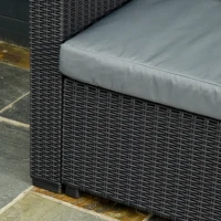 Outsunny Ensemble salon de jardin 2 pièces canapé 3 places + pouf 7 coussins déhoussables inclus PP imitation rotin tressé gris(m-9)