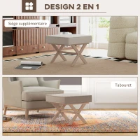 HOMCOM Repose pied salon ottoman pouf salon tabouret de canapé rectangulaire en tissu avec siège rembourré - beige(m-4)