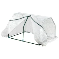 Outsunny Mini  Greenhouse Grow House PVC Cover Steel Frame White 99L x 71W x 60H cm(m-10)