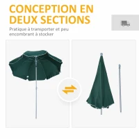 Outsunny Parasol inclinable octogonal de jardin Ø 2 m métal polyester vert(m-5)