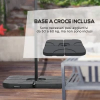 Outsunny Ombrellone Decentrato a 8 Stecche con Base a Croce, in Acciaio e Poliestere, Ø295x260 cm, Blu Scuro(m-6)