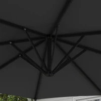 Outsunny Sombrilla de Jardín Giratoria 360° 3x3 m con Manivela Manual 8 Varillas Base Cruzada y Soporte de Acero Gris Oscuro(m-8)