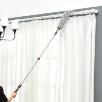 HOMCOM 4 Pieces Extendable Feather Duster with Aluminium Telescopic Pole 29"-71", Microfiber Duster Cleaning Kit with Bendable Head for Cleaning High Ceiling Fans, Blinds, Cobweb(m-10)
