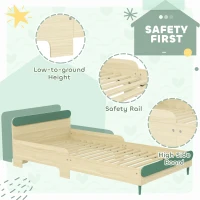 AIYAPLAY Toddler Bed with Safety Rail, for Ages 3-10 Years, 195 x 103 x 60.5cm, Green(m-5)