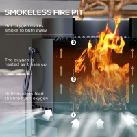 Outsunny Smokeless Fire Pit with Ash Catcher, 37cm Portable Wood Burning Firepit with Poker for Garden Camping Bonfire Party, Metal, Black(m-4)