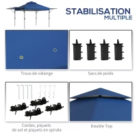 Outsunny Tonnelle pop-up jardin Pliant 5 x 3 m, tissu oxford avec 2 parois réglables, sac à de transport à roulettes inclus(m-5)