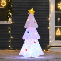 HOMCOM Árbol de Navidad Inflable 122 cm de Altura con Luces LED e Inflador Decoración Navideña para Interiores Exteriores 60x51x122 cm Blanco(m-2)