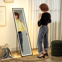 HOMCOM 150 x 40cm Full Length Mirror, with Adjustable Lights - Black(m-2)