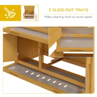 PawHut Two-Tier Rabbit Hutch, with Removable Trays, for 1-2 rabbits - Brown(m-6)