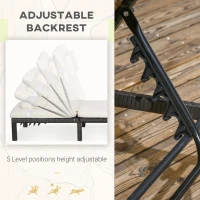 Outsunny Set of Two Reclining Rattan Sun Loungers, with Cushions - Brown/Cream(m-4)