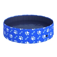 PawHut Piscina Rigida per Cani Taglia Media 65kg in Plastica Dura e Antiscivolo per Giardino o Interni, Blu Φ120x30cm(m-1)