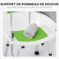 HOMCOM Tabouret de douche pour personnes âgées et handicapées hauteur réglable patins antidérapants support de pomme de douche(m-5)
