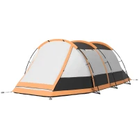 Outsunny Three-Man Camping Tent, with Two Rooms and Porch - Orange(m-11)