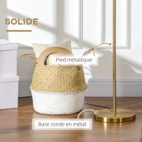 HOMCOM Lampadaire lampe à pied en métal avec abat-jour câble de 180 cm avec interrupteur à pied 30 x 25 x 159 cm or blanc(m-5)