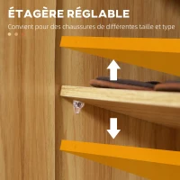 HOMCOM Meuble de rangement à chaussures pour entrée avec 4 compartiments ouverts et placard double porte - étagère réglable(m-5)