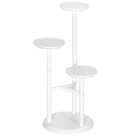 Outsunny 3-Tier Plant Stand, Plant Shelf Rack,  Bamboo Display Stand, 46x46x86cm, White(m-11)