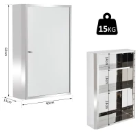 HOMCOM Armoire Miroir Murale de Salle de Bain Acier Inoxydable 3 Niveaux de Rangement 40L x 13l x 60H cm(m-3)