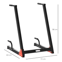 HOMCOM Dip Station per Allenamento Casa o Palestra, Stazione Fitness in Acciaio, 83x72x98cm - Rosso e Nero(m-3)