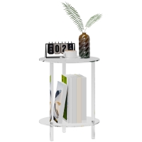 HOMCOM Tavolino Basso e Rotondo a 2 Livelli in Acrilico Ø40x50 cm