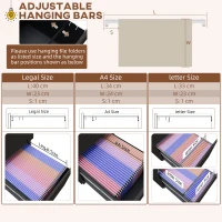 Vinsetto 3-Drawer Vertical Filing Cabinet with Pencil Tray, Lock and 5 Wheels, Steel Mobile File Cabinet, for A4, Legal and Letter Size, Pre-Assembled Body, Black(m-5)