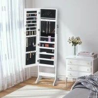 HOMCOM Jewelry Cabinet Standing Mirror Full Length Makeup Lockable Armoire Storage Organizer White(m-10)