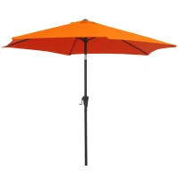 Outsunny 2.6M Garden Parasol Umbrella with Tilt and Crank, Outdoor Sun Parasol Sunshade Shelter with Aluminium Frame, Orange(m-11)
