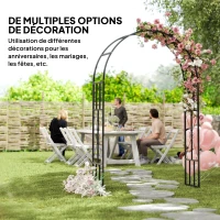Outsunny Arche de jardin en acier arceau à rosiers pour plantes grimpantes pour décoration de cérémonie150 x 40 x 223 cm noir(m-6)