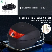 HOMCOM 28L Motorcycle Tail box Helmet Top Case Motorbike Luggage Storage Trunk Carrier Mount Rack w/ 2 Keys(m-5)