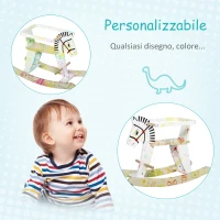 HOMCOM Cavallo a Dondolo Classico in Legno per Bambini 1-3 Anni con Bordo, Maniglie e Poggiapiedi, 68x26.5x48cm, Bianco(m-5)