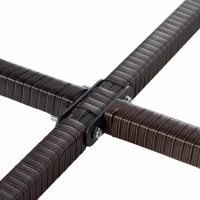 Outsunny Conjunto de Muebles de Jardín Comedor 9 Piezas de Ratán Apilables con Cojines para Terraza 1 Mesa 4 Sillas y 4 Taburetes de Exterior Elegante Marrón(m-8)