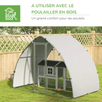 PawHut Grand enclos poulailler chenil volière extérieure 5,75m² toit anti-UV toit anti-UV, acier galvanisé, porte verouillable(m-5)