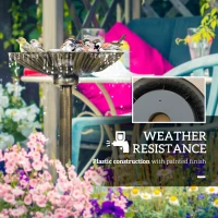 Outsunny 81cm Tall Bird Bath with 2 Decorative Birds, Vintage Style Birdbath with Flower Planter Base, Bird Bath Bowl for Garden, Bronze Tone(m-6)