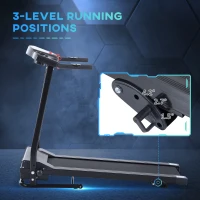 HOMCOM 0.75HP Foldable Motorised Treadmill 1-10 km/h, Indoor Electric Adjustable Running Machine w/ Three Preset Modes, LCD Display, Two Cup Holders for Home, Office, Gym - Black(m-7)