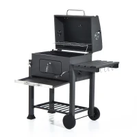 Griglia Barbecue 2 Griglie di Cottura 4 Palette Laterali 1 Cassetta Regolabile in Altezza 4 Comodi Gancini 2 Rotelle e 1 Maniglia Acciaio Inox e Ferro Grigio Certificato GS 115×56×108cm(m-1)
