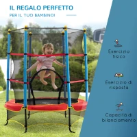 HOMCOM Trampolino Elastico per Bambini 3-6 Anni con Pali Imbottiti, in Acciaio, PP e Poliestere, Ø175x163 cm(m-7)