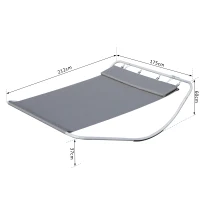 Outsunny Rocking Sun Lounger, Double Garden Lounger Sunbed with Headrest Pillows, Texteline Outdoor Rocking Chair Swing Hammock Daybed with Metal Frame for Patio, Terrace, 212 x 175 x 60 cm, Grey(m-3)