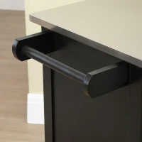 HOMCOM Chariot de service desserte de cuisine à roulettes multi-rangements 1 tiroir placard 2 portes avec étagère porte-torchons MDF noir acier inoxydable(m-8)