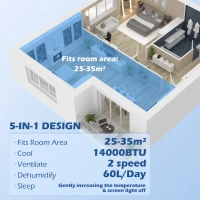 HOMCOM 14000 BTU Mobile Air Conditioner for Room up to 35m², Smart Home WiFi Compatible, with Dehumidifier, Fan, 24H Timer(m-4)