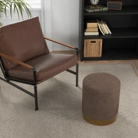 HOMCOM Soft Padded Corduroy Footstool - Light Brown(m-7)