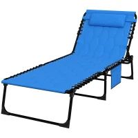 Outsunny Padded Sun Lounger, with Five-Position Reclining Back - Blue(m-11)